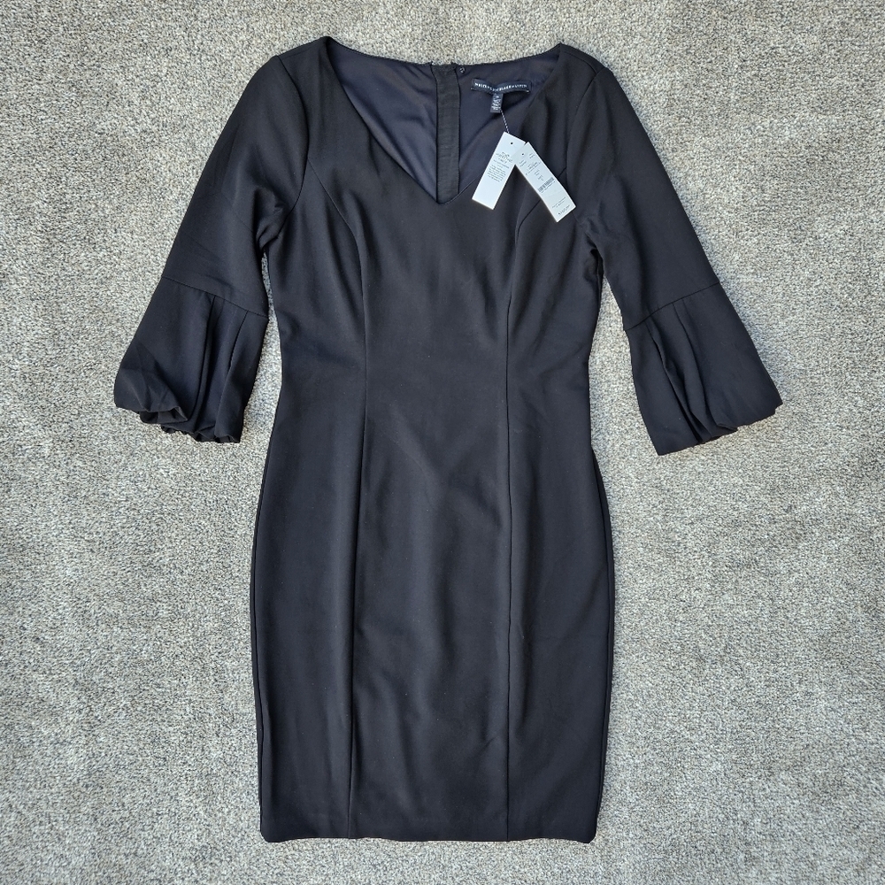 WHBM White House Black Market Lantern Sleeve Sheath Dress Cocktail Sexy Size 6 M